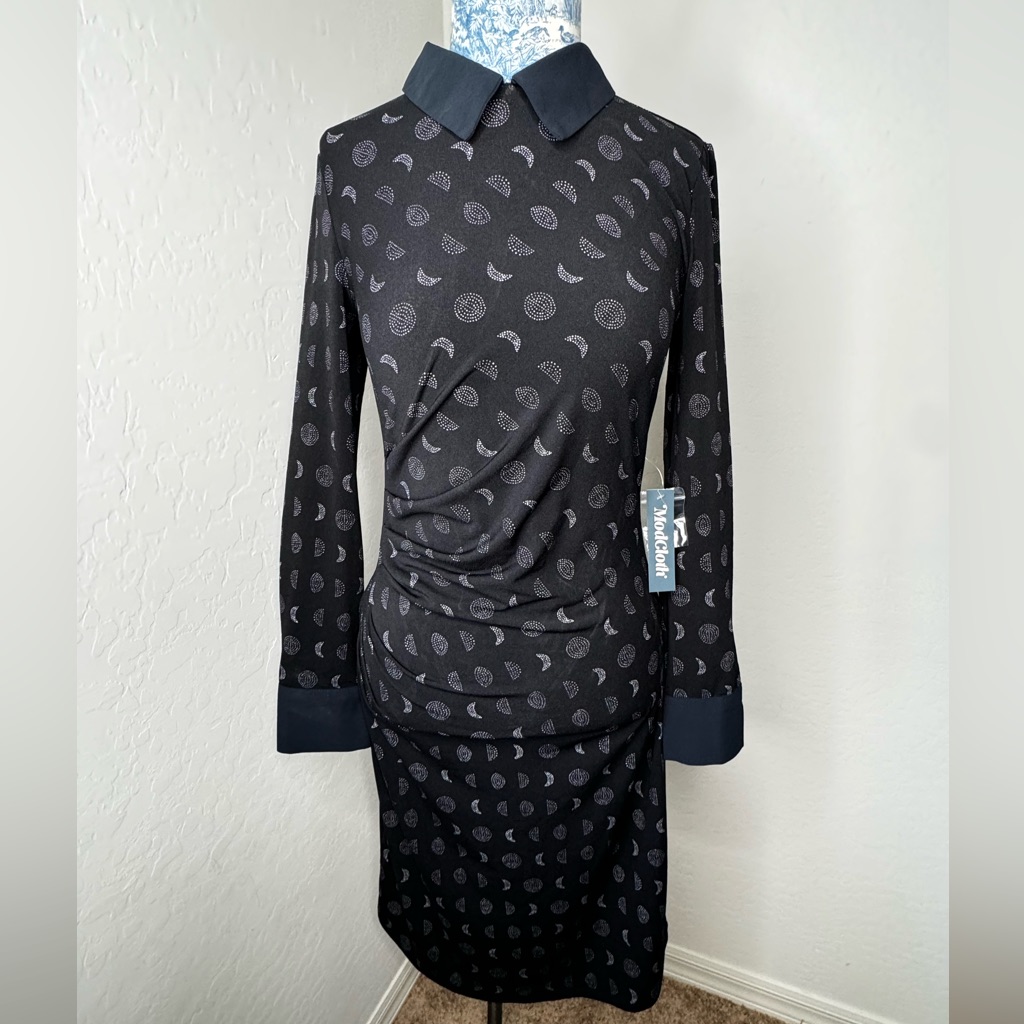 Brand New With Tags Modcloth Medium Peterpan Collar Lunar Pattern Dress